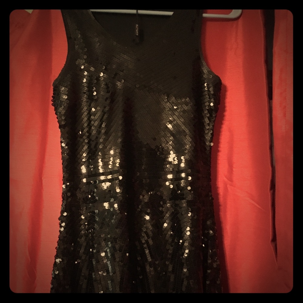 Black Sequins Cocktail Dress